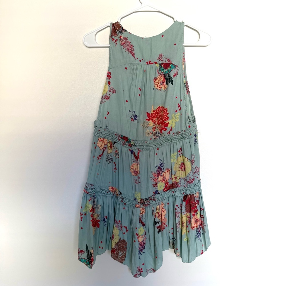 Free People Blue Haze Floral Sleeveless Tiered Tunic - Picture 7 of 7